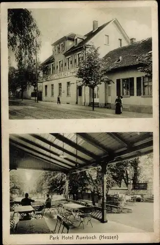 Ak Auerbach Bensheim an der Bergstraße Hessen, Park Hotel, Straßenpartie