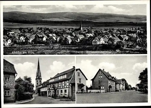 Ak Rhüden Seesen am Harz, Panorama, Kirche, Straße