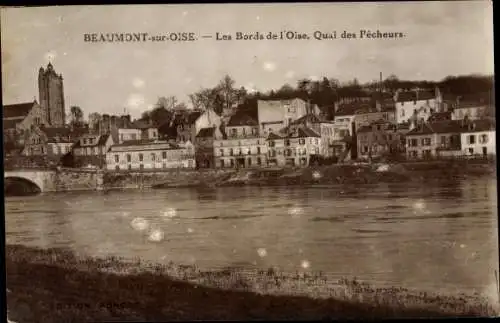 Ak Beaumont sur Oise Val d´Oise, Les Bords de l'Oise, Quai des Pecheurs