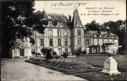 Ak Baillet Val d'Oise, Le Chateau, Residence de S.M. la Reine d'Espagne en 1903