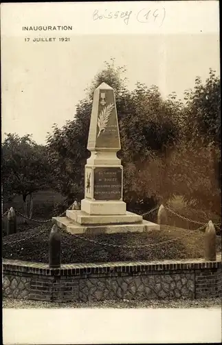 Foto Ak Boissey Calvados, Inauguration 1921, Monument, Denkmal