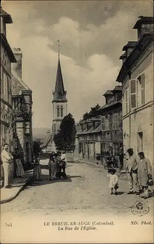 Ak Le Breuil en Auge Calvados, La Rue de L'Eglise