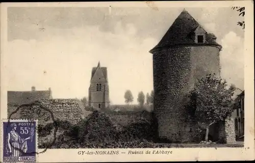 Ak Gy les Nonains Loiret, Ruines de l'Abbaye