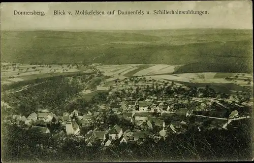 Ak Dannenfels in Rheinland Pfalz, Donnersberg, Blick vom Moltkefelsen auf die Schillerhainwaldungen