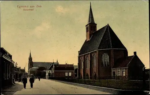 Ak Egmond an Zee Nordholland Niederlande, Dorpstraat, Kerk