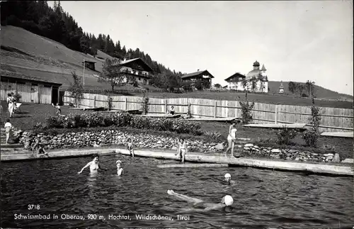 Ak Oberau Wildschönau Tirol, Schwimmbad, Hochtal, Freibad