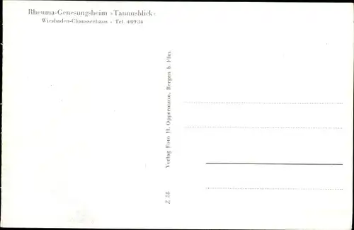 Ak Chausseehaus Wiesbaden in Hessen, Genesungsheim Taunusblick für Rheuma