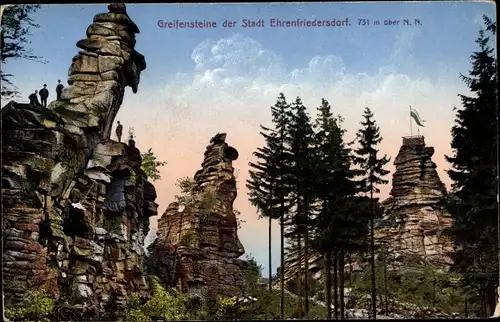 Ak Ehrenfriedersdorf im Erzgebirge, Greifensteine, Felspartie