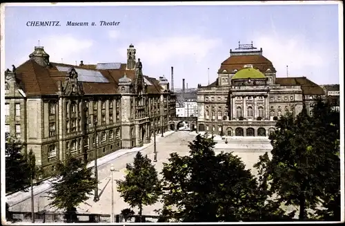 Ak Chemnitz Sachsen, Museum und Theater