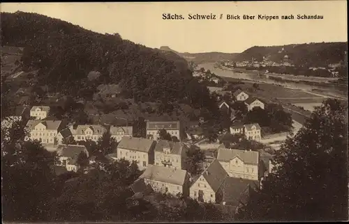 Ak Krippen Bad Schandau Sächsische Schweiz, Blick auf den Ort