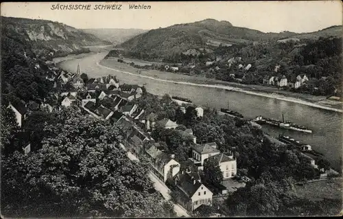 Ak Wehlen an der Elbe Sachsen, Blick auf den Ort