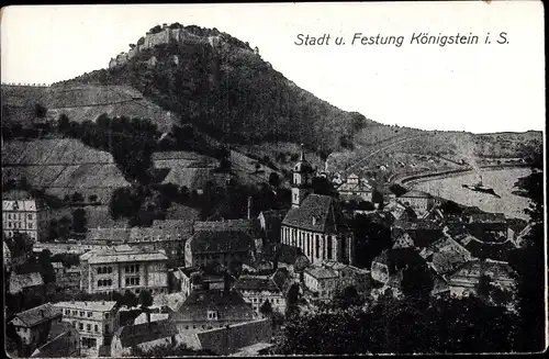 Ak Königstein an der Elbe Sächsische Schweiz, Stadt und Festung