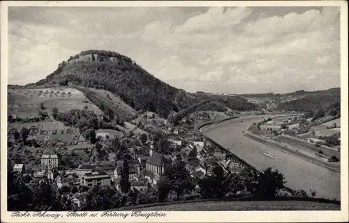 Ak Königstein an der Elbe Sächsische Schweiz, Stadt und Festung