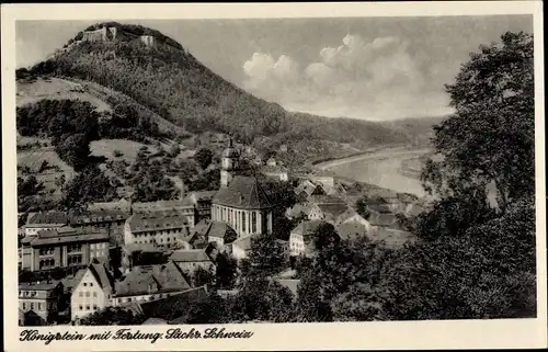 Ak Königstein an der Elbe Sächsische Schweiz, Stadt und Festung