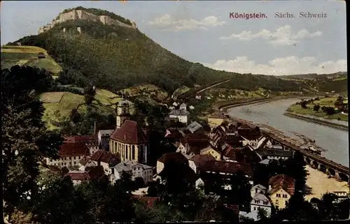 Ak Königstein an der Elbe Sächsische Schweiz, Stadt und Festung