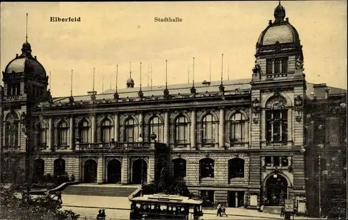 Ak Elberfeld Wuppertal, Stadthalle, Tram