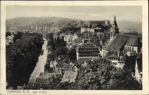 Ak Tübingen am Neckar, Teilansicht, Kirche, Schloss