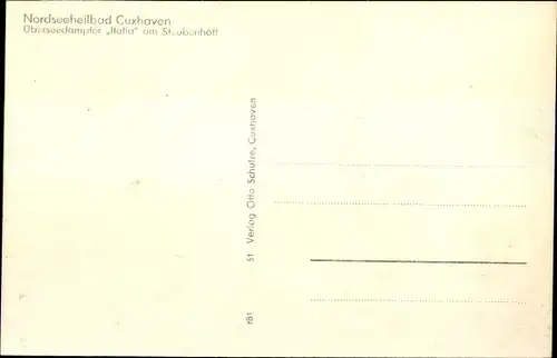 Ak Cuxhaven in Niedersachsen, Überseedampfer Italia am Steubenhöft, Home Lines