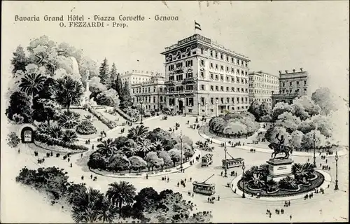 Ak Genova Genua Liguria, Bavaria Grand Hotel, Piazza Corvetto