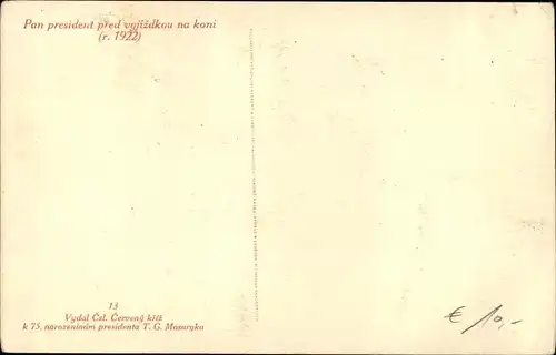 Ak Tomáš Garrigue Masaryk, Präsident der Tschechoslowakei