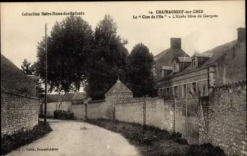 Ak Chateauneuf sur Cher, Le Clos de l'Ile, L'Ecole libre de Garcons
