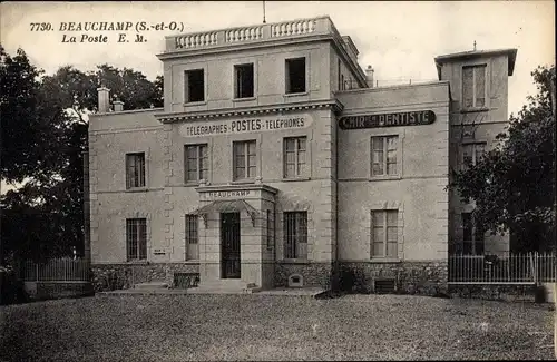 Ak Beauchamp Val d'Oise, vue générale de la Poste 