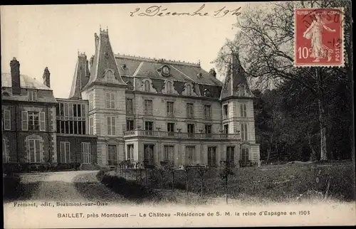 Ak Baillet Val d´Oise, Le Chateau, Residence de S.M. la reine d'Espagne en 1903