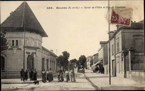 Ak Bezons Val d’Oise, Ecole de Filles, Rue de Pontoise