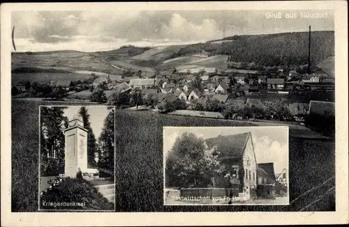 Ak Neudorf Diemelstadt Waldeck Hessen, Kriegerdenkmal, Gastwirtschaft Fr. Hage