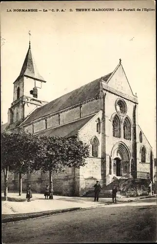 Ak Thury Harcourt Calvados, Le Portail de L'Eglise