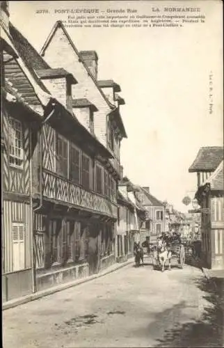Ak Pont l'Eveque Calvados, Grande Rue, Kutsche