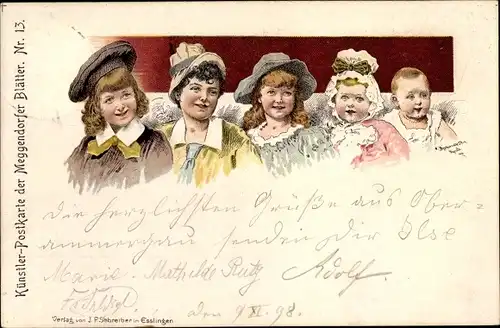 Jugendstil Künstler Ak Kinderportraits, Meggendorfer Blätter Nr. 13