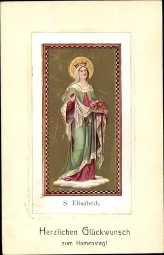 Litho Glückwunsch Namenstag, Heilige Elisabeth