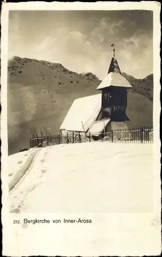 Ak Innerarosa Arosa Kt. Graubünden, Bergkirche, Winteransicht