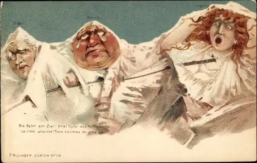 Litho Kanton Bern Schweiz, Eiger, Mönch, Jungfrau, Zahnradbahn, Drei Opfer des Fortschritts