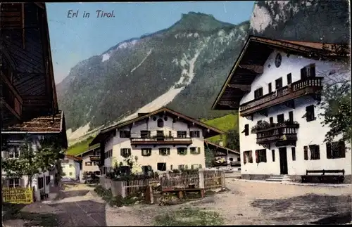 Ak Erl in Tirol, Teilansicht der Ortschaft