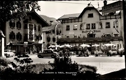 Ak Sankt Johann in Tirol, Gasthof zum Bären, Reisebüro, Hauptplatz