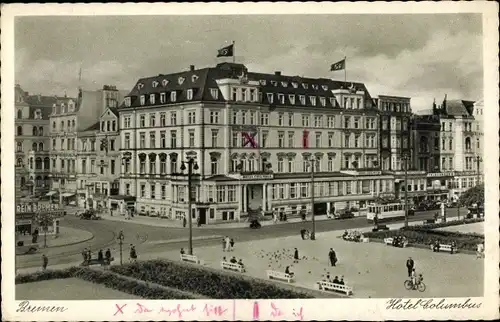 Ak Hansestadt Bremen, Hotel Columbus, Straßenbahn