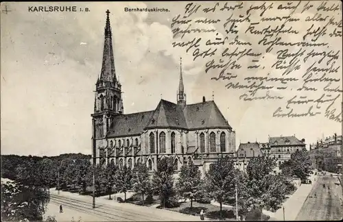 Ak Karlsruhe in Baden, Bernharduskirche