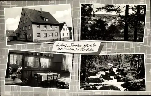 Ak Neuhausen in Baden Württemberg, Gasthof Pension Traube, Inh. J. Leicht, Waldpartie