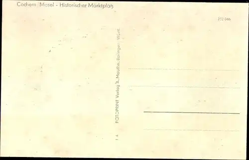 Ak Cochem an der Mosel, Historischer Marktplatz