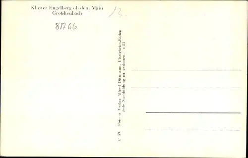 Ak Großheubach am Main Unterfranken, Kloster Engelberg, Schwalbe