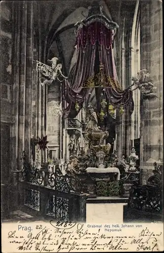 Ak Praha Prag, Grabmal des heiligen Johann von Nepomuk, Innenansicht