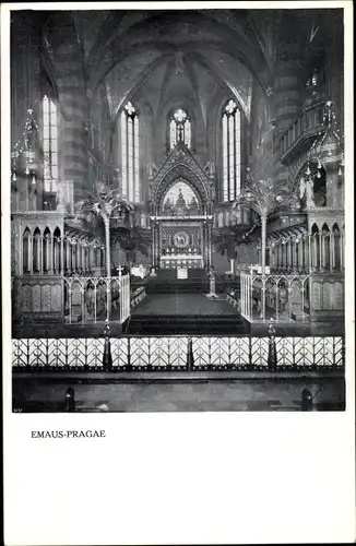 Foto Ak Nové Město Prager Neustadt Praha Prag, Emmauskloster, Innenansicht, Altar