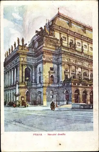 Künstler Ak Praha Prag, Narodni divadlo, Stadttheater