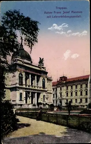 Ak Opava Troppau Region Mährisch Schlesien, Kaiser Franz Josef Museum, Lehrerbildungsanstalt