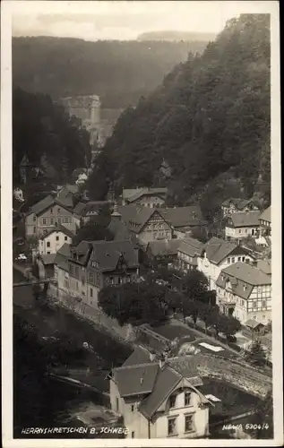 Ak Hřensko Herrnskretschen Elbe Region Aussig, Teilansicht