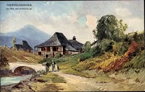 Ak Bosnien Herzegowina, Altes Bauernhaus