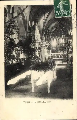 Ak Vassy Calvados, Eglise, le 10 Octobre 1902, interieur