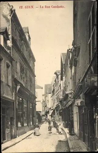 Ak Gien Loiret, La Rue Gambetta